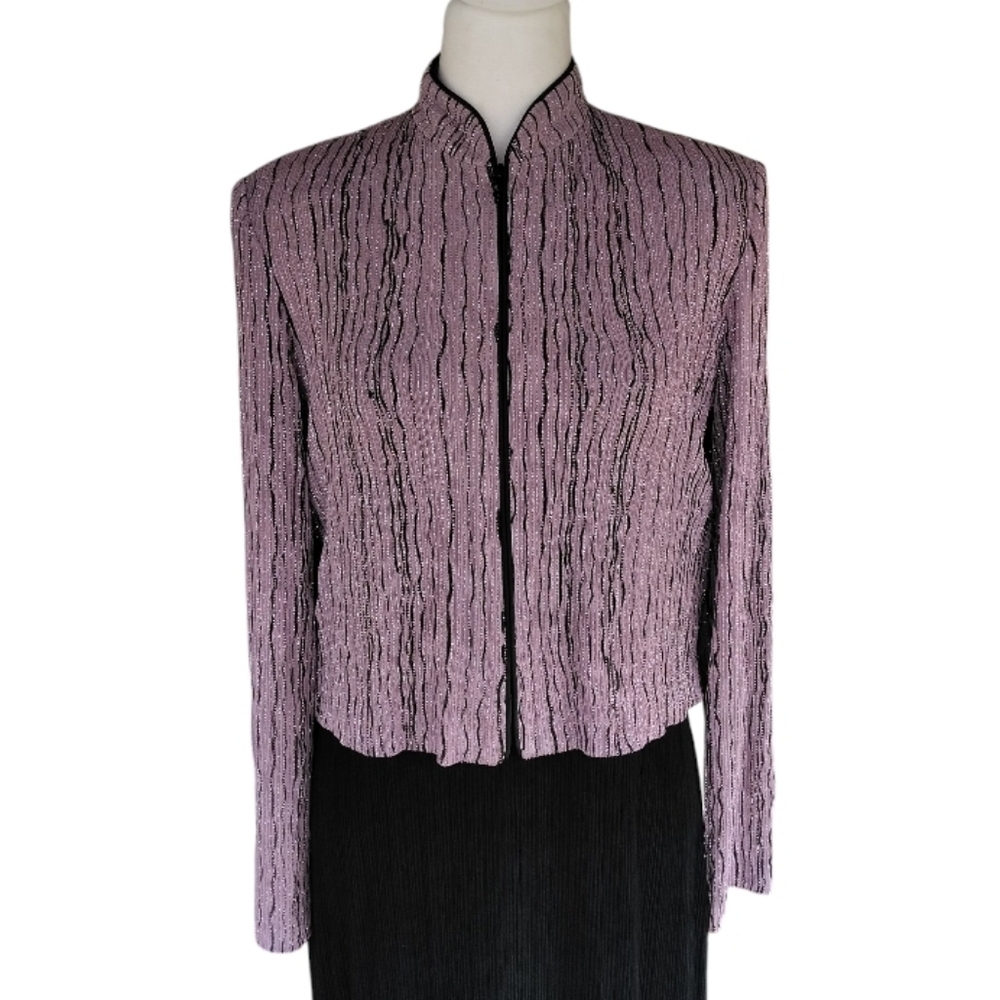 Alex Evenings Sparkly Mauve & Black Floor Length Dress 2 Piece Set Size 10 Nwt — image 3 of 8